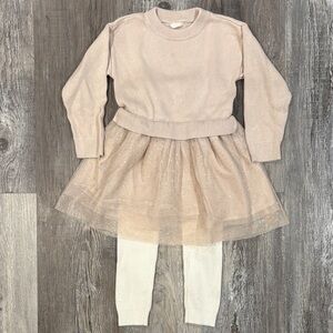Baby Gap' Pink Sweater Dress with Tulle Skirt and Heavy Leggings
